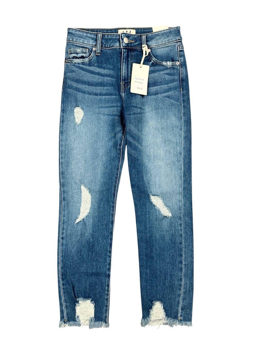 L.T.J. Letter to Juliet Distressed Straight Leg Jeans Medium Wash NWT — Size 25